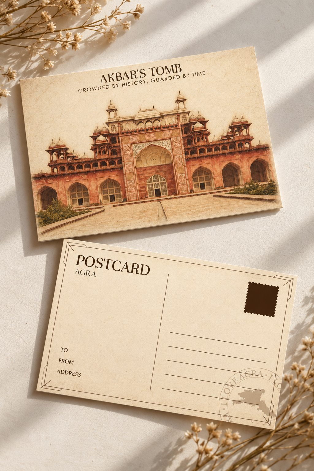 Akbar's Tomb Agra Heritage Souvenir Postcard