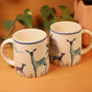 Handcrafted Ceramic Coffee Mug Set of 2 with Deer Design