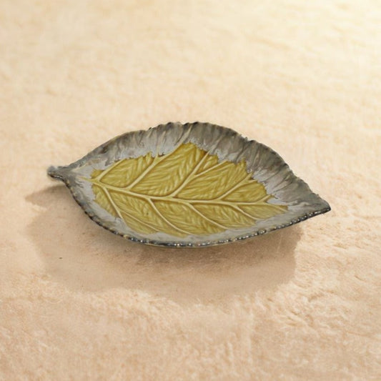 Brown Leaf Shaped Handmade Ceramic Platter