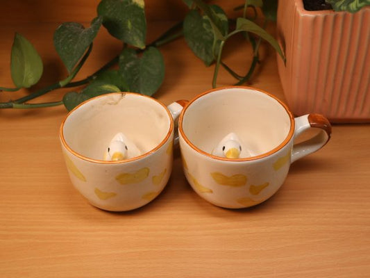 Handcrafted Ceramic Duck Coffee Cup Set of 2