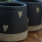 Handcrafted Black Ceramic Mugs with Heart Design, Set of 2