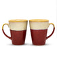 Red Waves Ceramic Coffee Mug (Set of Two)