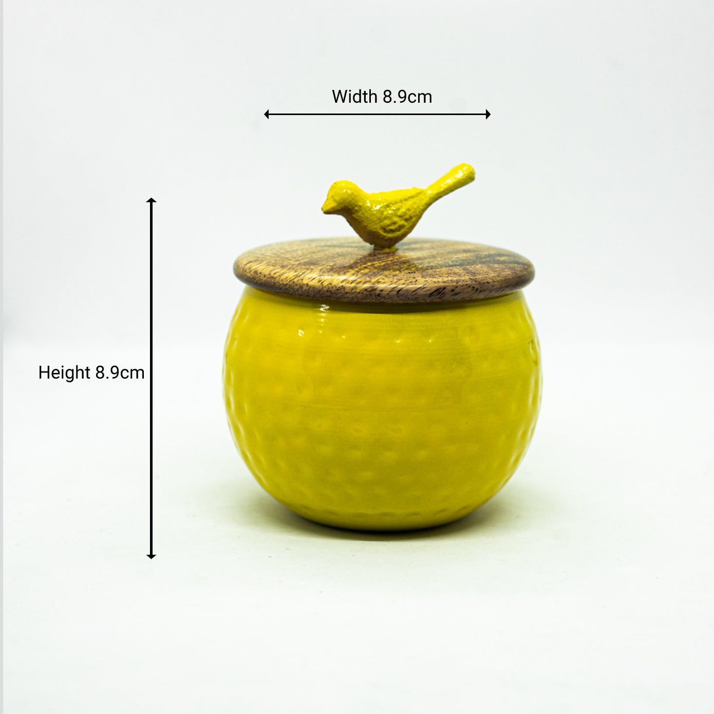 Bird Wooden Lid Nut Bowls [Yellow & Pink] Set of 2