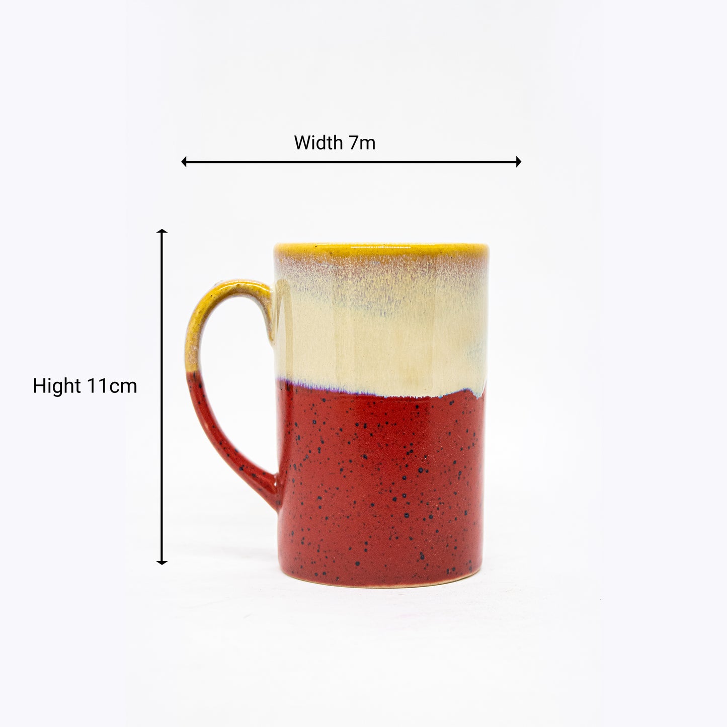 Red Waves Milk Ceramic Mug (Set of Two)