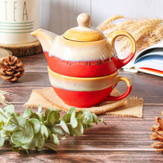 'Red Is Fierce And Kadak, Just Like Your Chai!' Handmade Ceramic Kettle