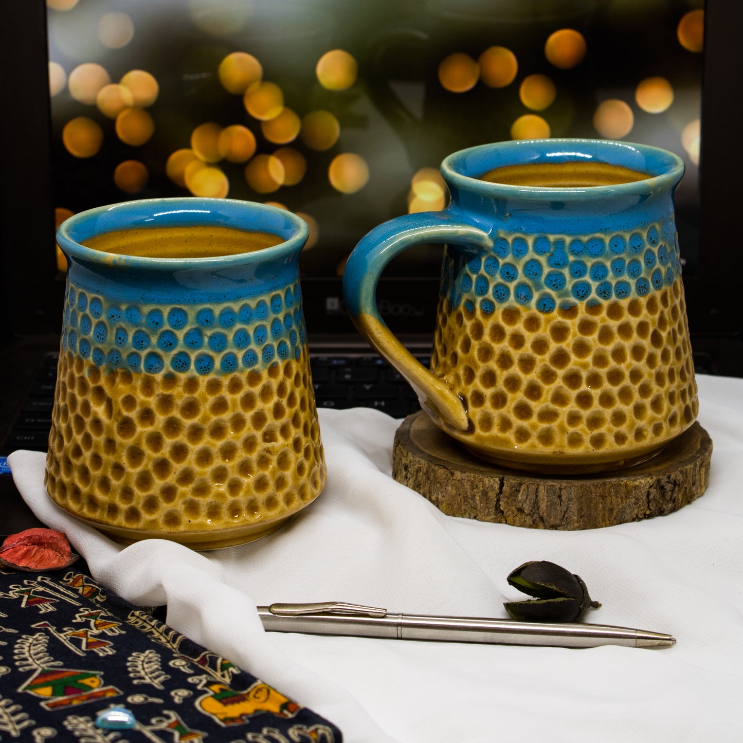 'Pebbles are Conical and Our Expectations are Ironical' Ceramic Coffee Mug (Set of Two)