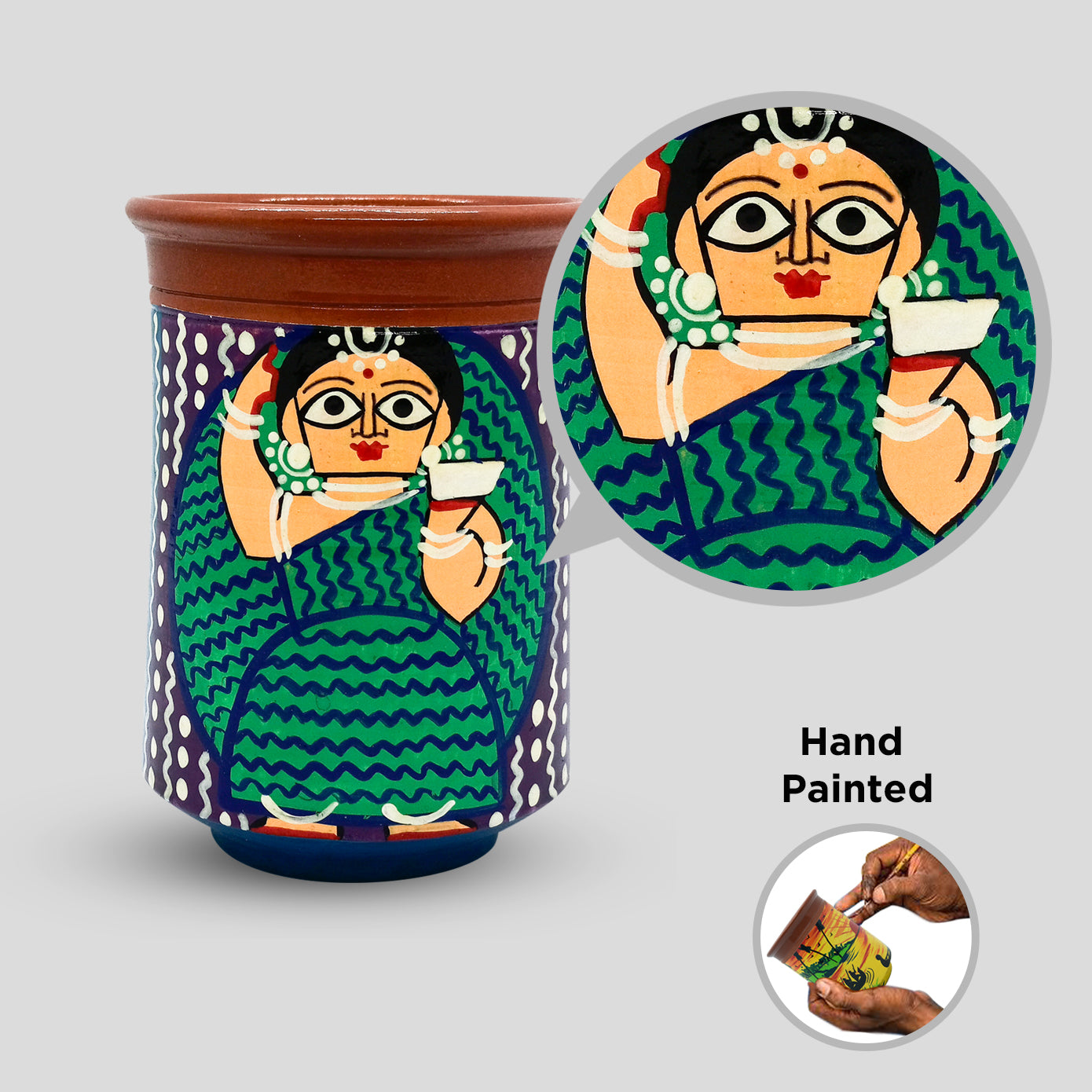 'Gulabo Ki Gulabi Haati' Hand Painted Terracotta Kulhad
