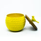 Bird Wooden Lid Nut Bowls [Yellow & Pink] Set of 2