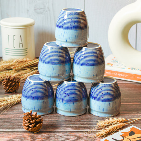 Shades of Blue-Sirf Pani Hi Kyun Blue Hoga? Ceramic Kulhad (Set of Six)