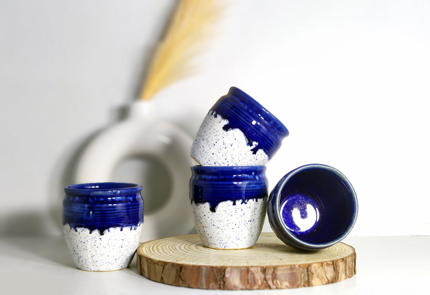 Blue Shade Antique Ceramic Kulhad (Set of Six)