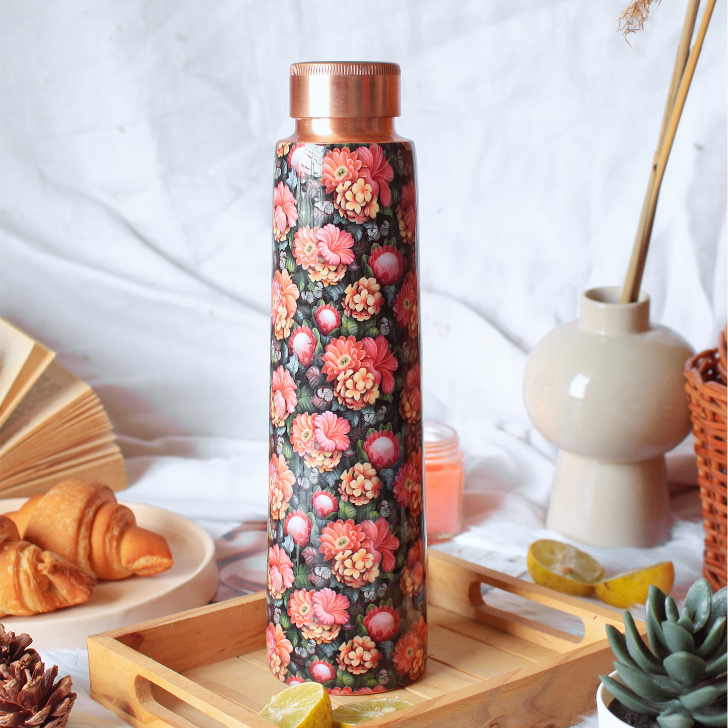 'The Magical Flower' Printed Copper Bottle